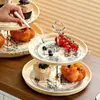 Sala de Estar Prato de Frutas Multicamadas Prato de Lanches Celebridade da Internet Prato de Lanches de Frutas Secas Prato Pequeno Dividido Prato de Doces de Plástico