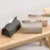 Caja de Pañuelos de Cuero PU Moderna Creativa Estilo Americano para Sala de Estar, Mesa de Café y Mesa de Comedor, Venta al por Mayor Popular Transfronteriza
