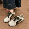 Zapatillas de entrenamiento alemanas con cordones, cuero suave, con elevación interna de altura, bloques de color, retro y versátiles, nuevos zapatos de mujer 2026, suela gruesa, para otoño