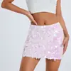 Primavera/Verão 2026 Comércio Exterior Transfronteiriço Amazon Moda Irregular com Lantejoulas Saia Ultra-Curta Conjunto para Festa Noturna Feminino
