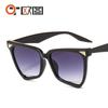 Nuevas Gafas de Sol Personalizadas Arcoíris Estampado de Leopardo Uña de Arroz Color Arcoíris Gafas de Sol para Mujer Ojos de Gato Transfronterizo 9632