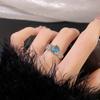 Viento de Hada Azul Marino Tesoro Diseño de Nicho Sentido Apertura Anillo Luz Lujo Avanzado Gotas de Agua Anillo de Dedo Completamente Diamantado Anillo Apilado