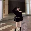 Vestido Suéter de Tricô Coreano com Manga Morcego Ol Off-Shoulder para Mulheres, Estilo Petite de Primavera, Vestido Bodycon Estiloso para Boate