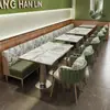 Restaurante de Té Mesas y Sillas Tejidas con Cuerda Hechas a Medida, Estilo Diseñador, Lujo Ligero, Bar Musical para Comer en Hotel de Alta Gama, Sofás de Cabina de Madera Maciza