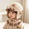 Touca de Tricô com Proteção para Ouvido de Bebê para Outono e Inverno, Touca Fofa de Renda com Laço para Recém-nascido, Touca Infantil Quente e à Prova de Vento para Meninos e Meninas
