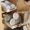 Estante extraíble para platos de cocina, estante para cuencos de gabinete, cesta extraíble tipo cajón, escurridor de platos, estante de almacenamiento de acero inoxidable
