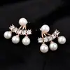 Corea nueva moda joyería para colgar en la oreja trasera pendientes redondos de perla y circón puesto de mayoreo productos nuevos