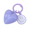 Llavero colgante de corazón sonriente de color sólido con cuentas de dopamina de moda, doble cara, grande, decoración de bolsa de regalo DIY