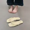 Pantuflas de Exterior para Mujer 2026 Verano Nuevas Punta Cuadrada Correas Delgadas Planas Tacón Bajo Chanclas Francesas Sandalias de Punta Abierta
