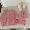 Nuevo conjunto de dos piezas estilo coreano para primavera y otoño, elegante y moderno, para hombres, mujeres y niños, con sudaderas de manga larga de color liso y pantalones