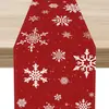 Camino de Mesa Navideño Cruzado Muñeco de Nieve Navideño Árbol de Navidad Galletas Personitas Decoración de Mesa de Comedor Camino de Mesa de Lino