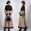 Vestido Patchwork Gola Alta Solto Estilo Japonês Novo