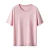 Camiseta de punto con tacto de bebé, 15% cachemir y 85% seda, suéter de manga corta con cuello redondo para mujer, camiseta de color liso, estilo nuevo