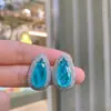 Collar con Colgante de Gota de Agua Grande y Pendientes Set Transmisión en Vivo Shake Voice Popular en Europa y América Anti-Real Paraíba Piedra Principal 10*20