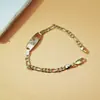 Pulsera de Cadena Figaro Chapada en Oro de 18 Quilates Estilo Europeo y Americano Transfronteriza, Pulsera Cubana con Placa de Identificación Grabada Vintage, Joyería Unisex
