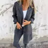 Cardigan Elegante Nuevo de Color Sólido con Solapa y Bolsillos para Mujer, Estilo Europeo y Americano, Abrigo de Punto de Longitud Media de un Solo Botón