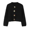 Ropa de mujer de comercio exterior europeo y americano ZA transfronteriza, popular en AliExpress, cárdigan de punto grueso versátil multicolor para otoño con bolsillos