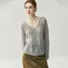 Suéter de Tricô Outono e Inverno Vazado Solto Caxemira Emagrecedor Jaqueta Cover-Up Cor Sólida Gola Nova Versátil Feminino Top Grosso