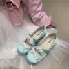 2026 Nuevos Zapatos Mary Jane de Encaje Suave con Lazo Estilo Francés de Satén para Mujer con Aumento Interno de Altura y Punta Redonda Baja