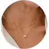 Collar Personalizado con Letras de Burbuja Transfronterizo Collar con Cadena de Clip de Papel Dorado en Capas Colgante Pequeño Elegante Regalo Elegante para Mujeres