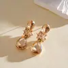 Aretes de aguja plateada con diamantes, diseño de flor ovalada de resina y gota de agua, estilo retro vintage, aretes versátiles