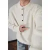 Suéter Masculino de Malha com Gola Henry Manga Longa Estilo Old Money 2026 Outono Marca Tendência Tamanho Plus Size Americano Solto Estilo Preguiçoso Top