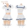 Feimu Ropa Íntima Sexy Deseo Puro Cintura Expuesta Estilo Marinero Traje JK Uniforme Tentación Sexy Coqueteo Glúteos Expuestos No Necesita Quitarse 6924