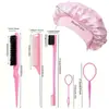 Gorro de Ducha de Color Sólido Estilo Europeo y Americano Platinum Classic para Adultos, Peine de Cola para Peinado y Mechas, Peine de Cola para Mechas y Peluquería, Trenzado de Cabello y Tirar del Cabello