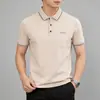 Camiseta tipo polo de manga corta estilo comercio exterior para hombre, verano casual de negocios, sin arrugas, fresca, amigable con la piel, transpirable, camisa con cuello