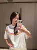 Camiseta con Estampado de Nicho de Manga Corta para Mujer, Diseño de Moda Retro Americano, Top Versátil de Moda de Media Manga para Pareja de Verano