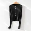 [Hengjia Qh] Cárdigan de Punto Redondo de Seda de Morera y Lana de Oveja con Parte Inferior Casual Simple para Mujer