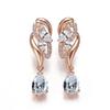 Pendientes con forma de gota de diamante rosa chapados en cobre y oro champán, regalo festivo, para mujer, combinables con todo.