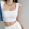 Chaleco de Cuello Cuadrado de Seda de Hielo para Mujer Verano Ropa Exterior con Almohadilla en el Pecho Tirante Integrado Hermosa Espalda Ropa Interior Deportiva Top Tubo Interior para Mujer