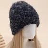 Chapéu Dopamina Multicor Novo Outono e Inverno Atmosfera Retrô Feminina Chapéu de Lã Tricotado Versátil Quente Chapéu de Pelúcia