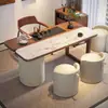 Mesa de centro moderna minimalista para balcón con tapa de losa de roca, un juego de té lujoso y compacto para uso doméstico, con un nuevo diseño de estilo chino para mesas y sillas de balcón