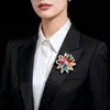 Broche Japonês Coreano Exquisito de Cristal de Lua Flor Folha Moda para Terno Vestido Lapela Corsage Acessórios de Zircônia Mulheres