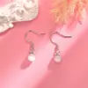 Elegantes Aretes de Piedra Ojo de Gato al por Mayor Simples y Elegantes para Mujer Nuevo Estilo Chino Estilo Antiguo Aretes Ganchos para Oreja de Cuentas Redondas