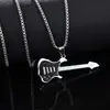 Collar de Acero de Titanio con Colgante de Guitarra Musical Moda Hip-Hop para Hombres Personalidad Creativa Combinación Joyería de Moda Colgante para Hombres y Mujeres