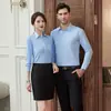 Camisa profissional de gola V igual para homens e mulheres loja 4s seguro vendas imobiliárias camisa de negócios roupas de trabalho para funcionários do escritório
