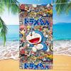 Toalha de banho personalizada de microfibra Doraemon para adultos, toalha de praia portátil para viagem e esportes