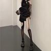 Calcetines de Red de Pesca Irregulares Huecos Negros de Seda Calcetines Halter Negros Sexy para Mujer Blanco Subcultura Rapped Pantalones Leggings