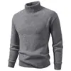 Suéter de Tricô Masculino Gola Alta Cor Sólida Outono/Inverno 2026 Gola Canelada Casual de Negócios Manga Longa Multicor Camada Base
