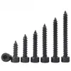 Tornillo de cabeza de copa hexagonal autorroscante de acero inoxidable 304, de zinc negro, con punta de clavo, M2-M6