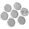 Accesorios para Joyería de Aleación DIY 40*30mm Diámetro Interior Piedra de Tiempo Base Ovalada Colgante Decorativo C92