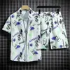 Conjunto de camisa floral de manga curta e shorts de praia da Ilha de Hainan, adequado para férias de verão no Havaí e na Tailândia, para casais e homens e mulheres