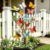 Estaca de Jardim Borboleta Colorida de Metal 3D Transfronteiriça