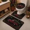 Alfombrillas de baño y suelo para inodoro con temática navideña transfronterizas, fundas para asiento de inodoro y alfombrillas de suelo en forma de U - un juego de tres alfombrillas de terciopelo, disponibles para envío directo