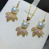 Aretes collar traje de pez dorado perla de agua dulce natural animal pequeño lindo gancho para la oreja fabricantes de joyería al por mayor