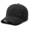 Nova touca de beisebol masculina de lã quente para inverno, com proteção para as orelhas, espessa, chapéu de algodão casual à prova de vento para atividades ao ar livre