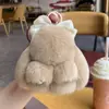 Conejito Lindo Colgante para Llavero de Coche de Piel de Conejo Real Adorno de Muñeco de Peluche para Bolso Regalo